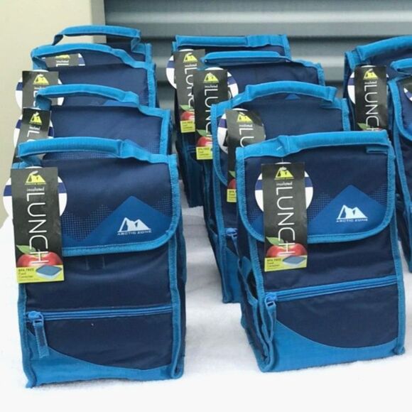 Artic Zone {2} Compartment Thermal Insulated Lunch Bags w/ Container . {3} Pc - Picture 1 of 7